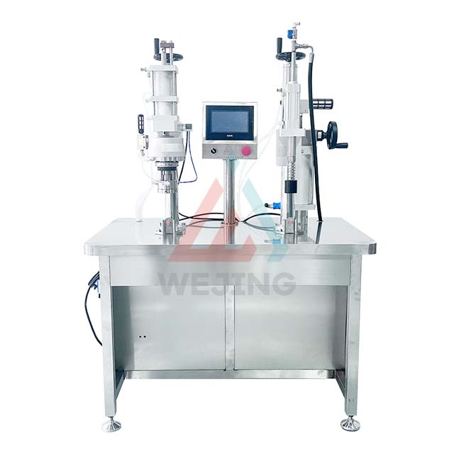 Pusiau automatinė BOV maišelio ant vožtuvo pildymo mašina, skirta aerozolių purškimo produktams Kinijos gamintojo tiesioginis pardavimas 