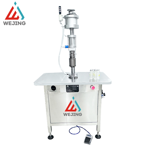 เครื่องซีลกระป๋องสเปรย์สเปรย์กึ่งอัตโนมัติสำหรับผลิตภัณฑ์สเปรย์ปิดผนึกภายนอก