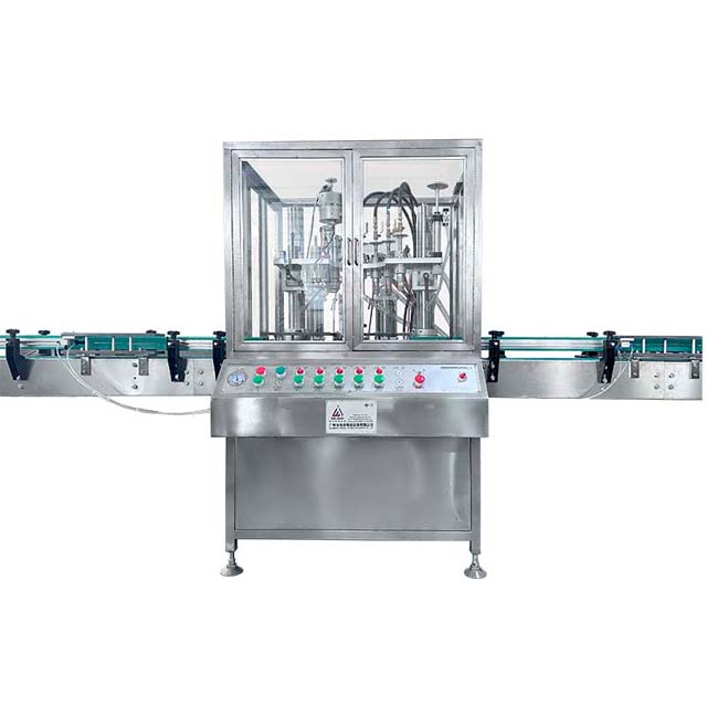 QGJ70 aerosooli t&auml;itmise masina tootmisliin lumepihustusv&auml;rvi purkide t&auml;itmiseks poolautomaatse korkimismasinaga