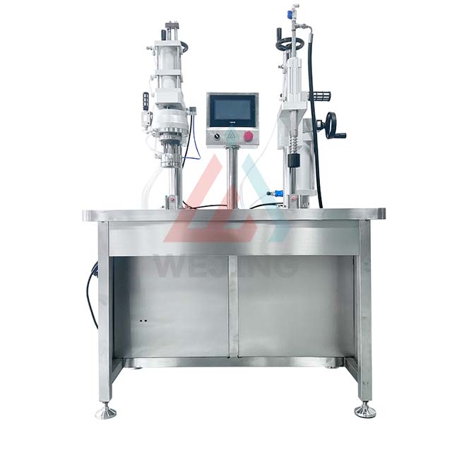 प्रेसर डिटेक्शन गेजको साथ अर्ध स्वचालित BOV एयरोसोल फिलिंग मेसिन